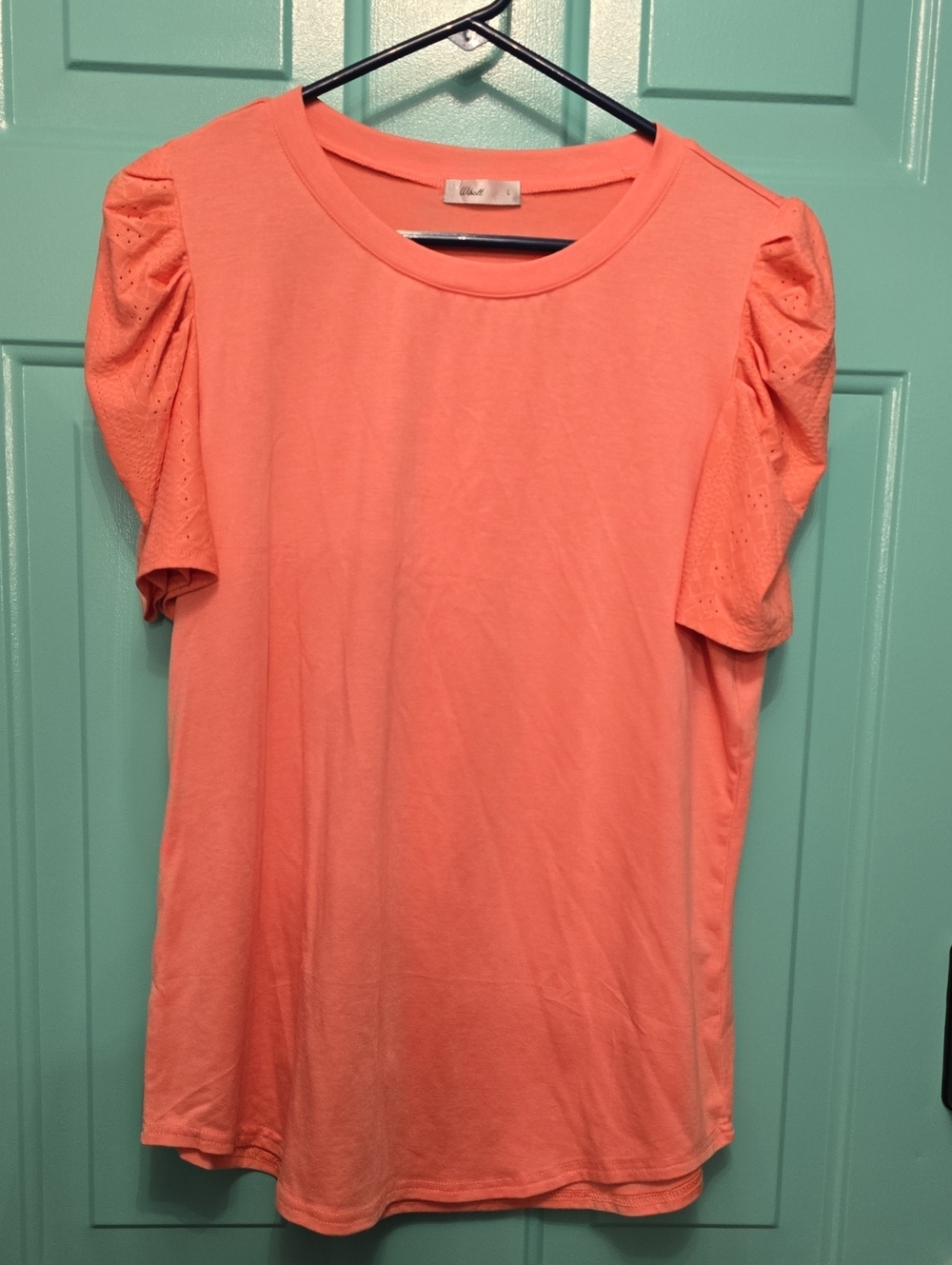 Women’s Puff Sleeve Tee in Coral - Lightweight Casual Top